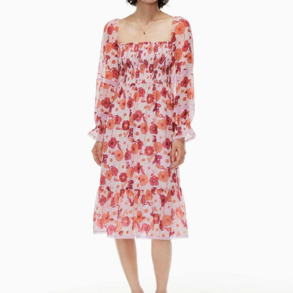 Aritzia - Wilfred grace dress Smocked square-neck midi dress
